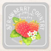 Strawberry Gray Square Paper Untersetzer