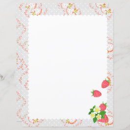 Strawberry Gray Stationery Paper