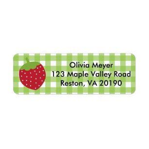 Strawberry Green Gingham Kariert Address Labels