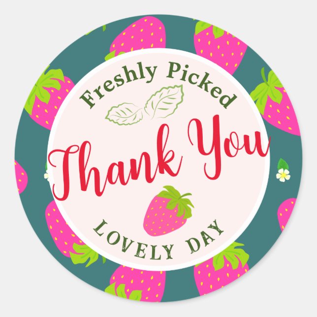 Strawberry Green Runder Aufkleber (Vorderseite)