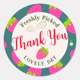 Strawberry Green Runder Aufkleber