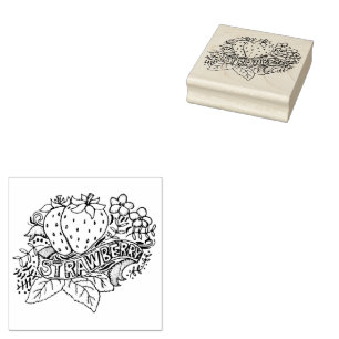 Strawberry Hand Lettering Typografie Gummistempel