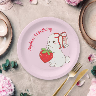 Strawberry Hase Pink Geburtstag Pappteller