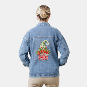Strawberry Hat Gnome Kariert Fashion Frucht Womens Jeansjacke