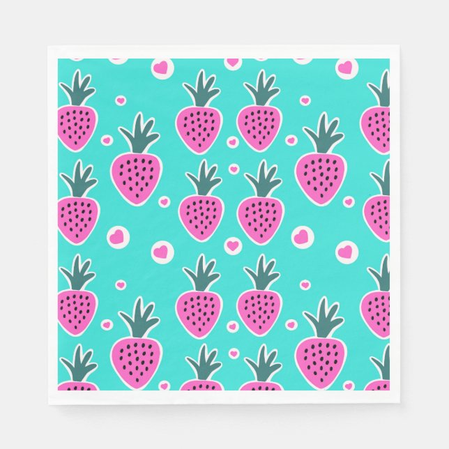 Strawberry Hearts Paper Napkin Serviette (Vorderseite)