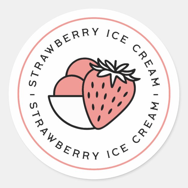 Strawberry ice cream flavor runder aufkleber (Vorderseite)