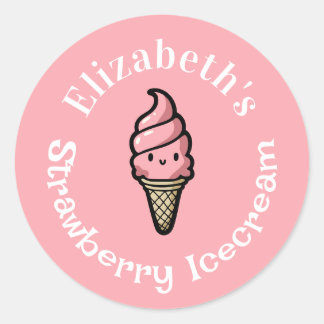 Strawberry Icecream Runder Aufkleber