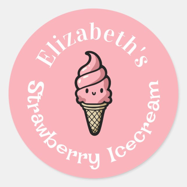 Strawberry Icecream Runder Aufkleber (Vorderseite)