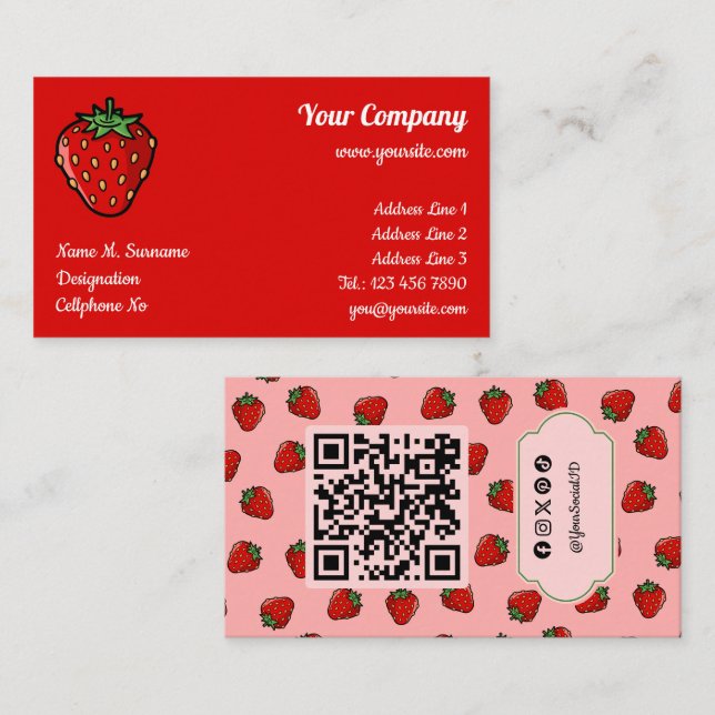 Strawberry Icon Business Card Visitenkarte (Vorne/Hinten)