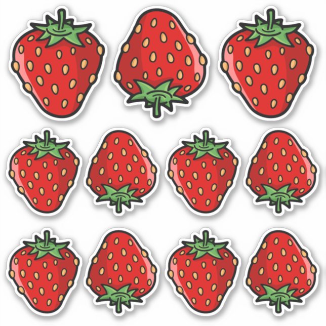 Strawberry Icon Sticker Set (Vorderseite)