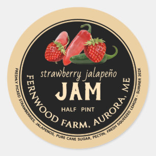 Strawberry Jalapeno Jam Jar Label Jelly Runder Aufkleber