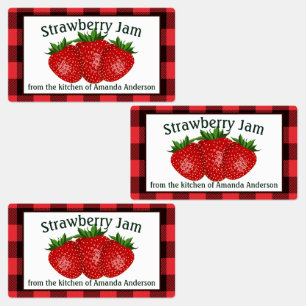 Strawberry Jam behält Kariertes Lebensmitteletiket Etiketten