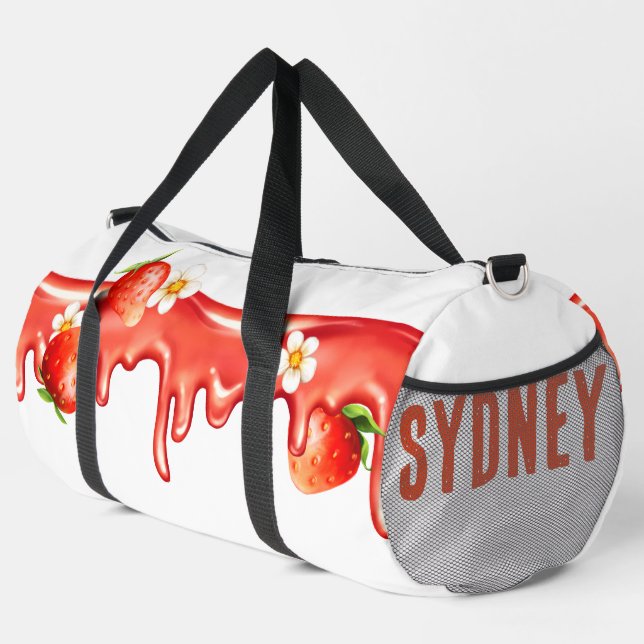 Strawberry Jam & Blume Sommer Individuelle Name Duffle Bag (Rechte Ecke)
