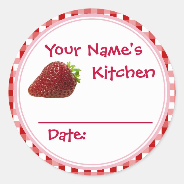 Strawberry Jam Canning Jar Lid Labels personalisie Runder Aufkleber (Vorderseite)