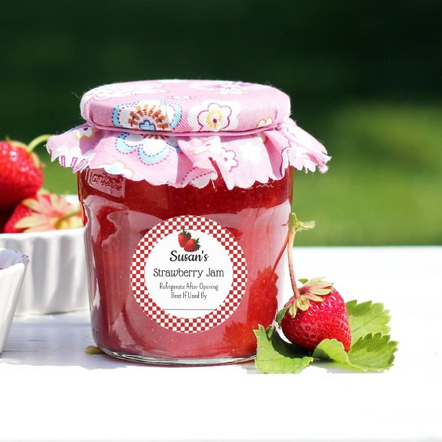 Strawberry Jam Custom Canning Jar Sticker (Strawberry Jam or Jelly Label. Personalize with your own info. Matte Finish is best for writing on.
)