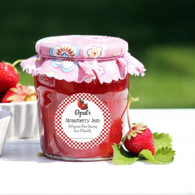 Strawberry Jam Custom Canning Jar Sticker (Von Creator hochgeladen)