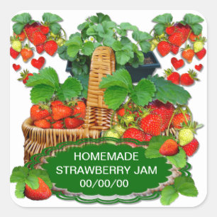 Strawberry Jam Custom Text Quadratischer Aufkleber