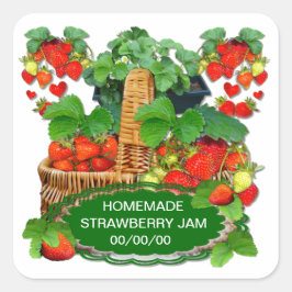 Strawberry Jam Custom Text Quadratischer Aufkleber