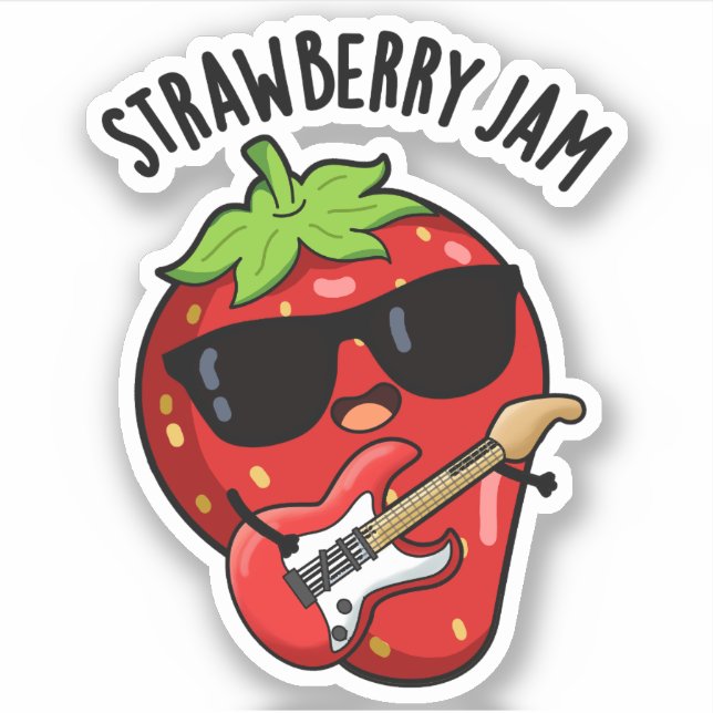 Strawberry Jam Funny Fruit Pun Aufkleber (Vorderseite)