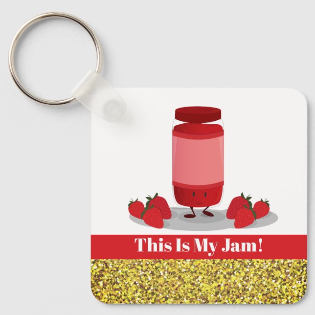 Strawberry Jam Glitzer Food Puff Schlüsselanhänger (Vorderseite)