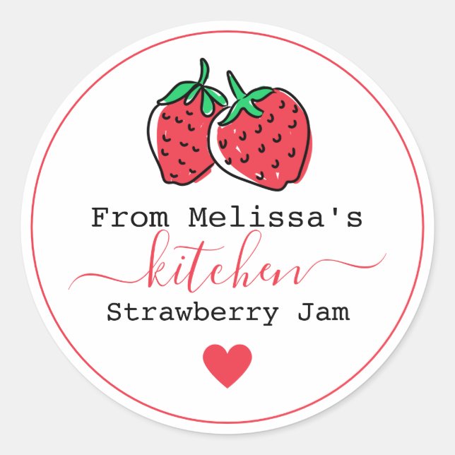 Strawberry Jam hausgemacht aus der Küche von Runder Aufkleber (Vorderseite)