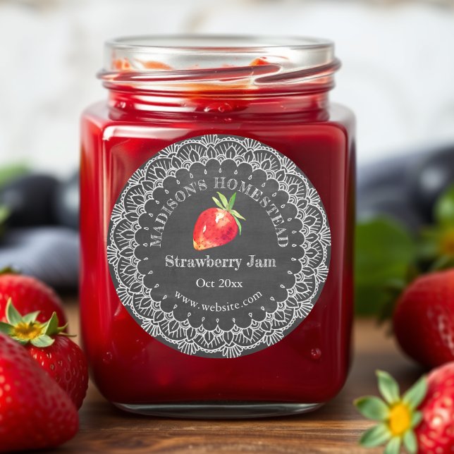 Strawberry Jam | Land Rustikal Runder Aufkleber (Von Creator hochgeladen)