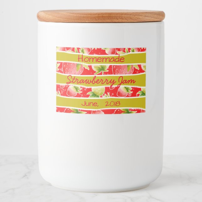 Strawberry Jam Preserve Canning Label Lebensmitteletikett (Vorderseite)