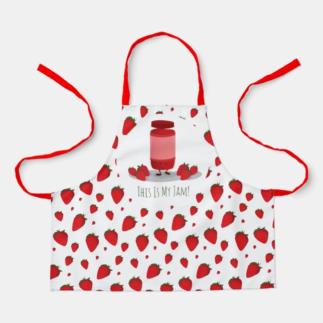 Strawberry Jam Red White Green Cartoon Schürze (Vorderseite)