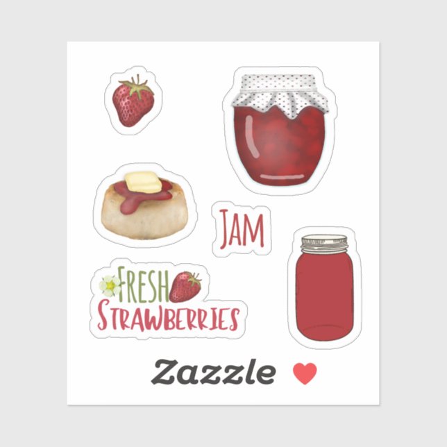 Strawberry Jam Stickers Aufkleber (Blatt)