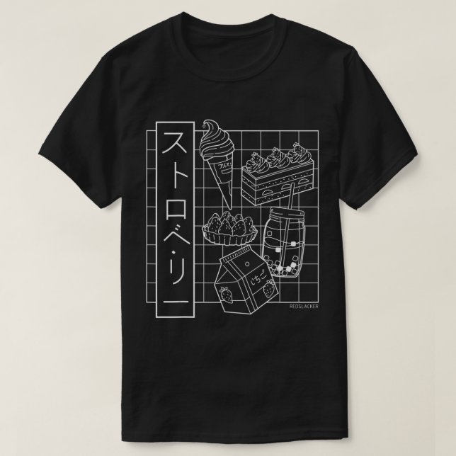 Strawberry Japanese Anime Aesthetic Vaporwave T-Shirt (Design vorne)