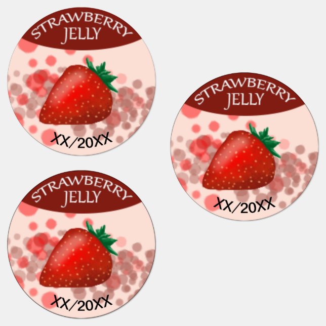 Strawberry Jelly Labels mit bearbeitbarem Datum Etiketten (Gruppe)