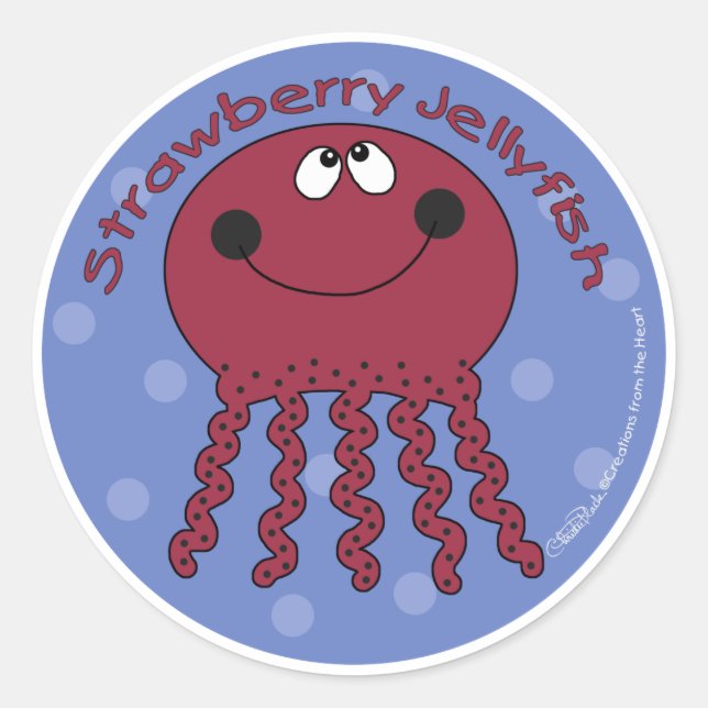 Strawberry Jellyfish Runder Aufkleber (Vorderseite)
