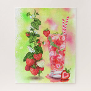 Strawberry Jigsaw Puzzle Juice Cool Drink Frucht