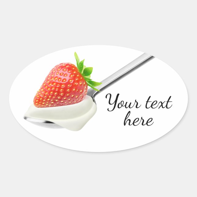 Strawberry Jogurt Ovaler Aufkleber (Vorderseite)