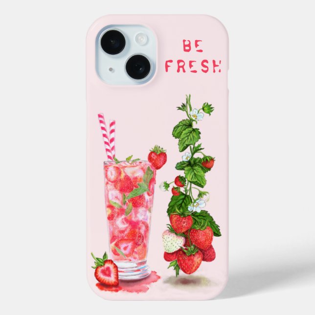 Strawberry Juice Drink iPhone Case - Benutzerdefin (Rückseite)