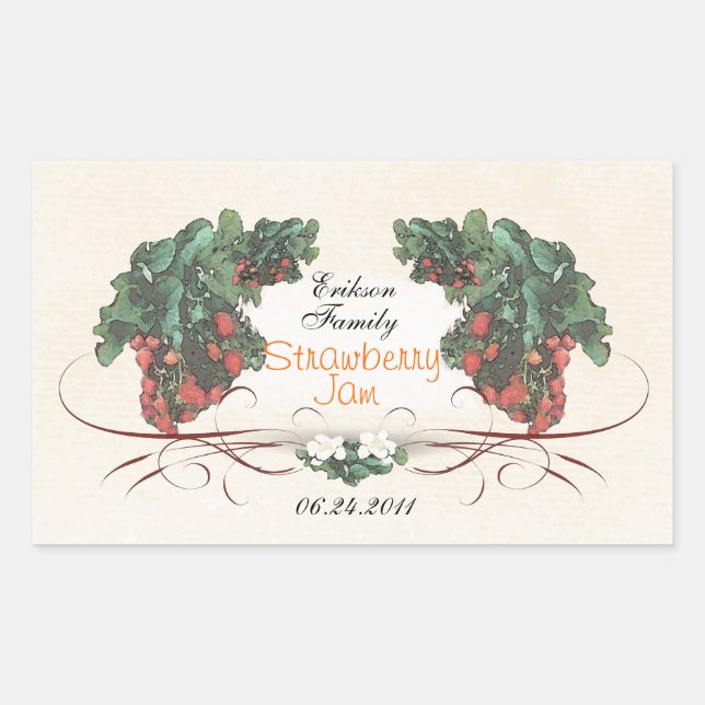 Strawberry-Konservenetikett R1 Rechteckiger Aufkleber (Vorderseite)