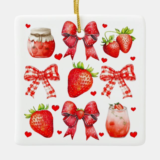 Strawberry Liebe Ästhetik Keramikornament (Vorderseite)