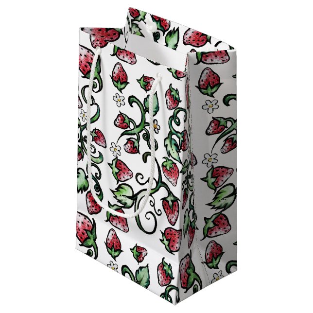 Strawberry-Liebe für immer Kleine Geschenktüte (Vorderseite Schrägansicht)