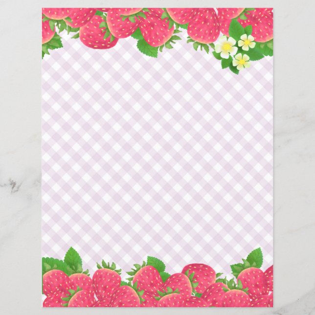 Strawberry Lila Gingham Stationery Paper (Vorderseite)