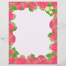 Strawberry Lila Gingham Stationery Paper