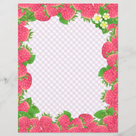 Strawberry Lila Gingham Stationery Paper