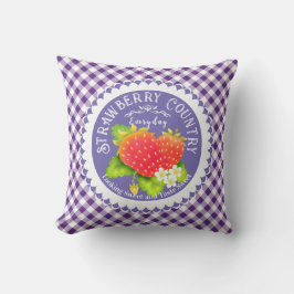 Strawberry Lila Gingham Throw Kissen