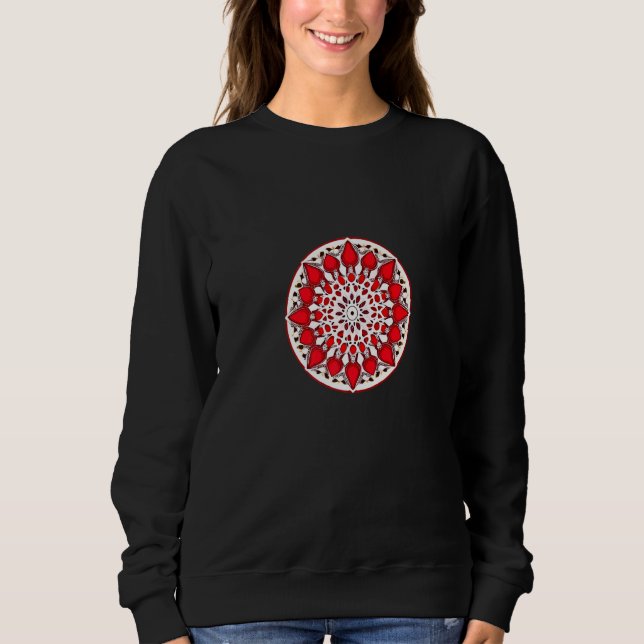 Strawberry Mandala Red Berry Fruit Pattern Food Sweatshirt (Vorderseite)