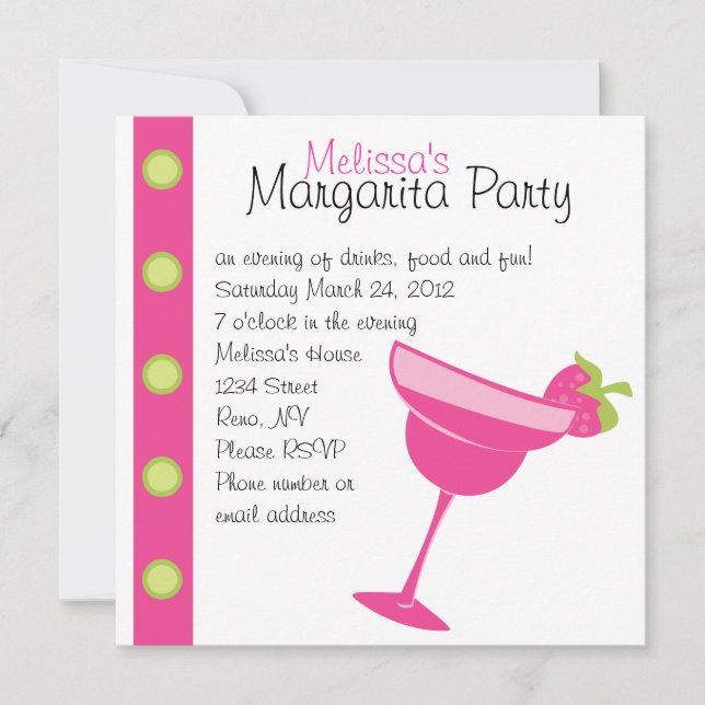 Strawberry Margarita Party Einladung (Vorderseite)