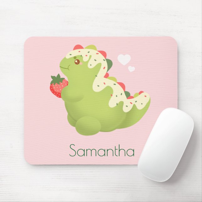 Strawberry Matcha Dinosaur  Mousepad (Mit Mouse)