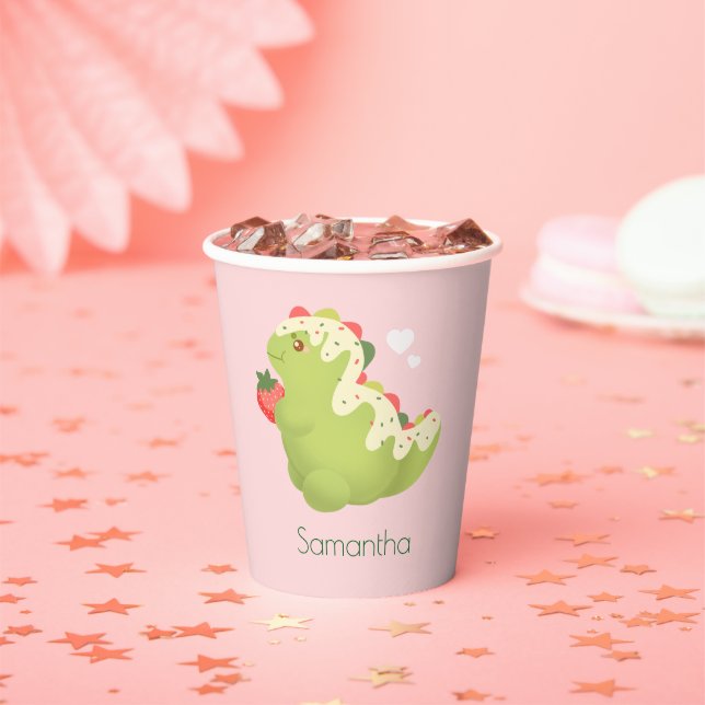 Strawberry Matcha Dinosaur  Pappbecher (Insitu)