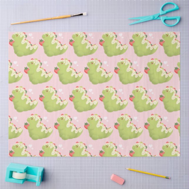 Strawberry Matcha Dinosaur  Seidenpapier (Basteln)