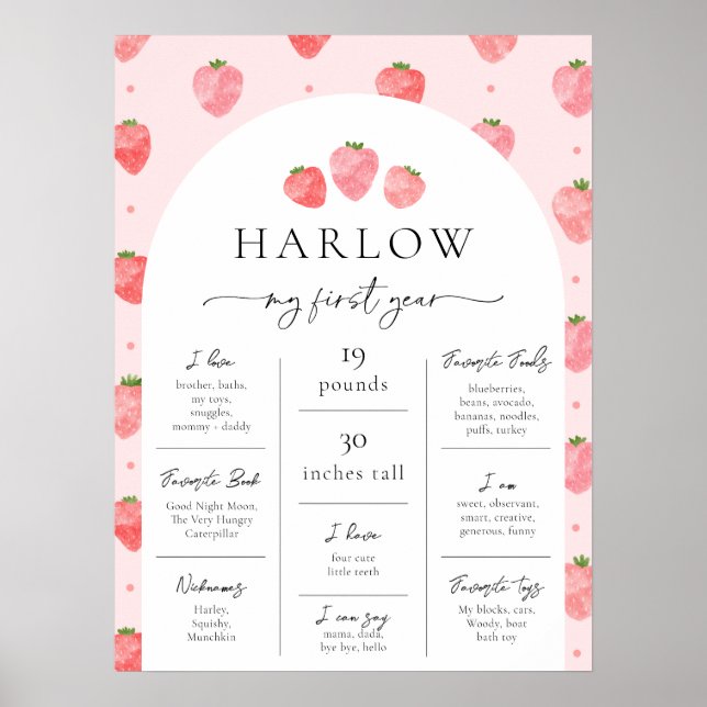 Strawberry Milestone Poster | Berry First (Vorne)