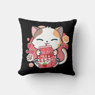 Strawberry Milk Cat Kawaii Anime Neko Gift Girls T Kissen