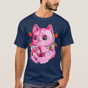 Strawberry Milk Cat Niedlich Kawaii Kitten Anime G T-Shirt